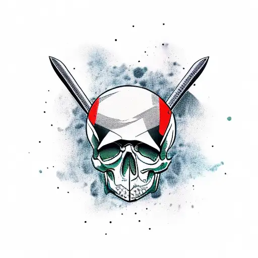skull and tomahawk  tattoo design idea
