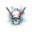 skull and tomahawk  tattoo design idea