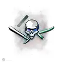 skull and tomahawk  tattoo design idea