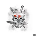 skull and tomahawk  tattoo design idea