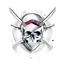 skull and tomahawk  tattoo design idea