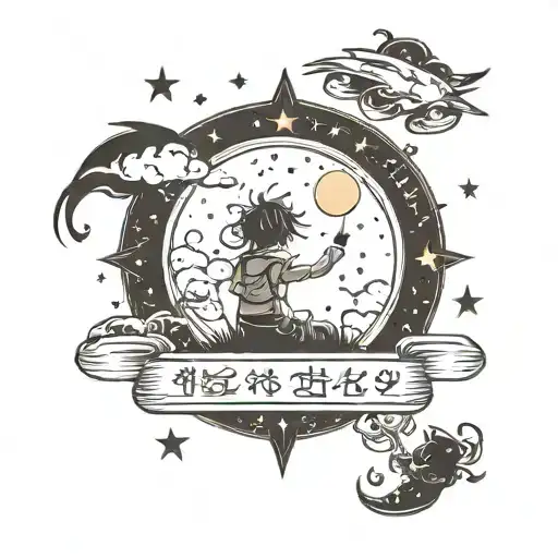 night sky with meaningful phrase tattoo design idea
