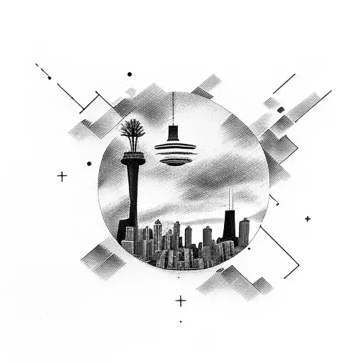 Chicago style tattoo  miami landscape low rider car  tattoo design idea