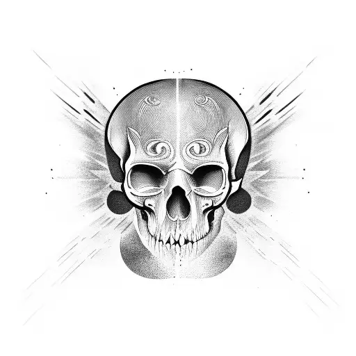 Half god half skull with digital art style tattoo design idea
