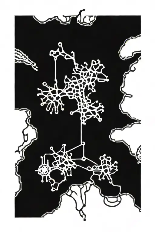 neural network connections, electronic chip, nature  tattoo design idea