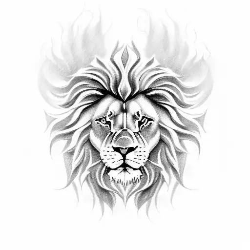 half lion half sword rose tattoo design idea