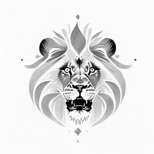 Lion with blue eye and Italian writing saying son tattoo design idea