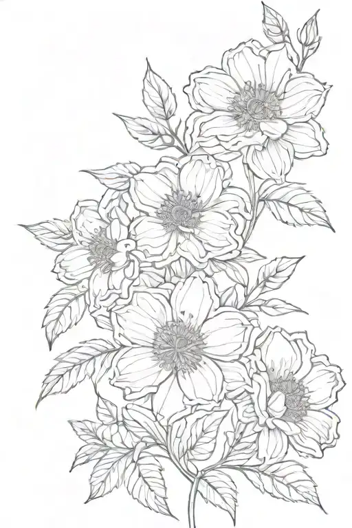 December, january, april, august birth flower tattoo design idea