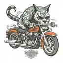 skull cat motor bike harley davidson motorcycle  tattoo design idea