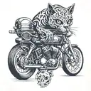 skull cat motor bike harley davidson motorcycle  tattoo design idea