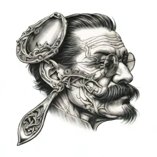 matrix spoon with mustache tattoo design idea