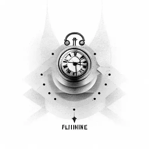 Flatline with clock tattoo design idea