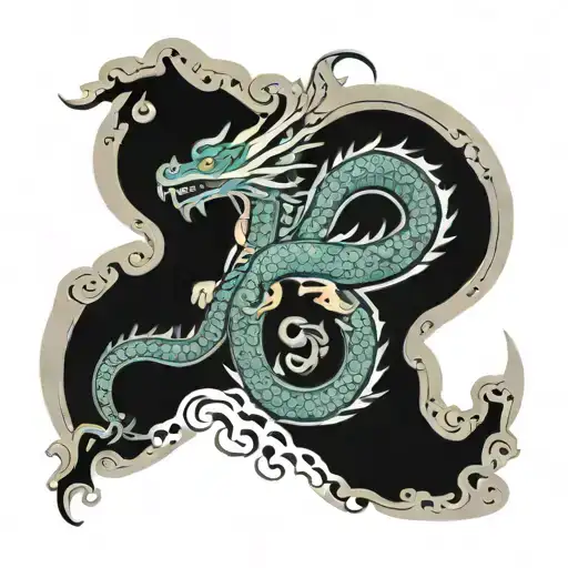 Whole Legs tattoo for men with asian dragon, island, ocean wave, maori style  tattoo design idea