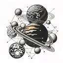 geometric solar system tattoo design idea