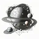 geometric solar system tattoo design idea