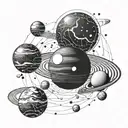 geometric solar system tattoo design idea