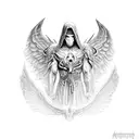 hooded angel warriors fighting demons tattoo design idea