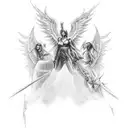 angel warriors final battle tattoo design idea