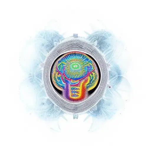 A unique tattoo design of a stylized brain with intricate patterns, symbolizing the client's profession in mental health and their interest in the complexity of the mind tattoo design idea