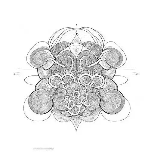 A unique tattoo design of a stylized brain with intricate patterns, symbolizing the client's profession in mental health and their interest in the complexity of the mind tattoo design idea