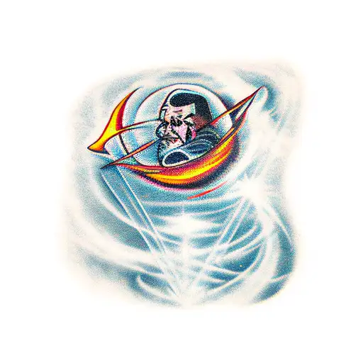 Man being absorbed by a black hole tattoo design idea