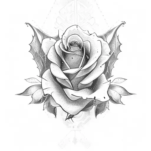all in one design a Rose, Holly, Daisy, Daffodils, Larkspur, Poppy and Aster tattoo design idea
