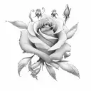 flower bunch with: Rose, Holly, Daisy, Daffodils, Larkspur, Poppy and Aster tattoo design idea