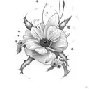 Rose, Holly, Daisy, Daffodils, Larkspur, Poppy and Aster tattoo design idea