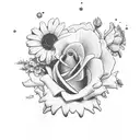 Rose, Holly, Daisy, Daffodils, Larkspur, Poppy and Aster tattoo design idea