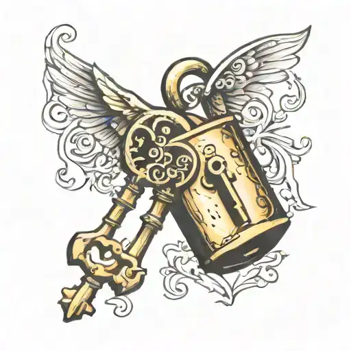 lock and key symbolizing your love tattoo design idea