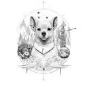 full sleeve, starts with Forrest, then mechanical, then space, incorporate symbolic items for 3 kids and wife tattoo design idea