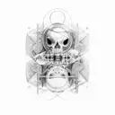 sleeve with lines and forrest, cogs, space, no animals tattoo design idea