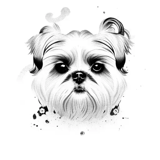 a shih tzu with a human  tattoo design idea