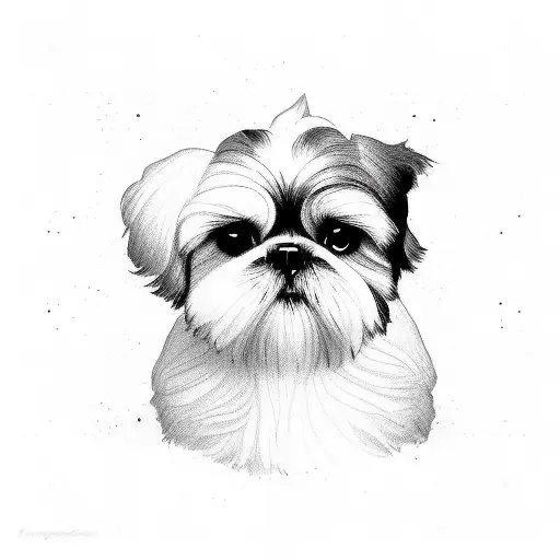 a shih tzu high fiving a human  tattoo design idea
