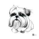 a shih tzu high fiving a human  tattoo design idea