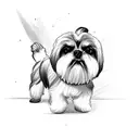 a shih tzu high fiving a human  tattoo design idea
