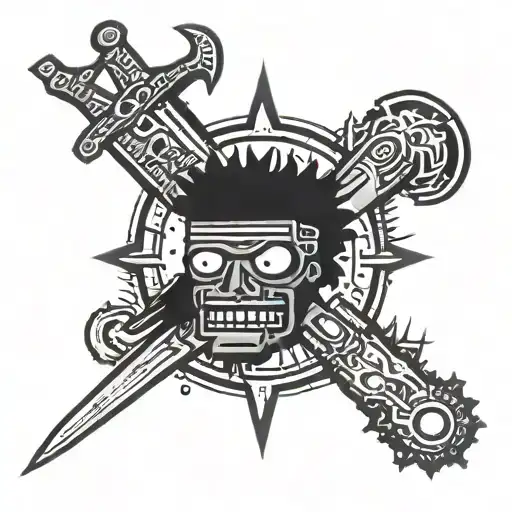 Basquiat style sword tattoo design idea