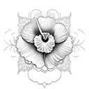 A beautiful hibiscus flower surrounded by delicate lace patterns, symbolizing the love and strength passed down from your grandmother. tattoo design idea