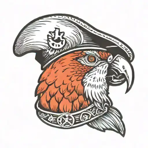 parrot wearing captains hat tattoo design idea