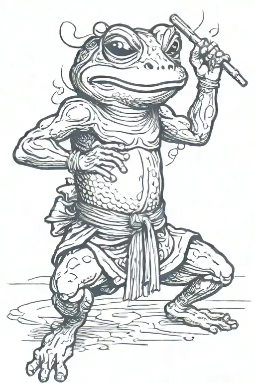 traditional Japanese frog doing Muay Thai  tattoo design idea
