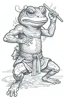 traditional Japanese frog doing Muay Thai  tattoo design idea
