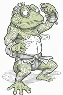 traditional Japanese frog doing Muay Thai  tattoo design idea