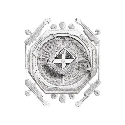 Forensic accounting tools mixed with Greek architecture tattoo design idea