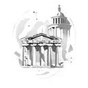 Forensic accounting tools mixed with Greek architecture tattoo design idea