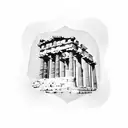 Forensic accounting tools mixed with Greek architecture tattoo design idea