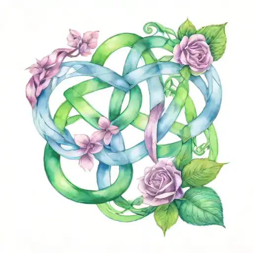Irish knot infinity loop orchard and rose   tattoo design idea