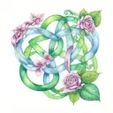 Irish knot infinity loop orchard and rose   tattoo design idea