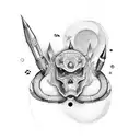 computer with hello world prompt tattoo design idea