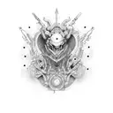 computer monster with hello world prompt tattoo design idea