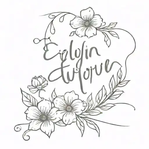 Evelyn writing with flowers cute romantic feminine tattoo design idea